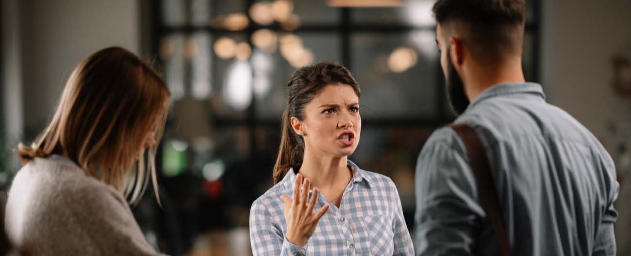 Three people arguing